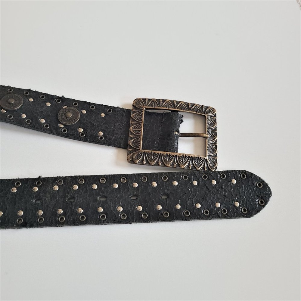 Berge dark green leather belt made in Italy.